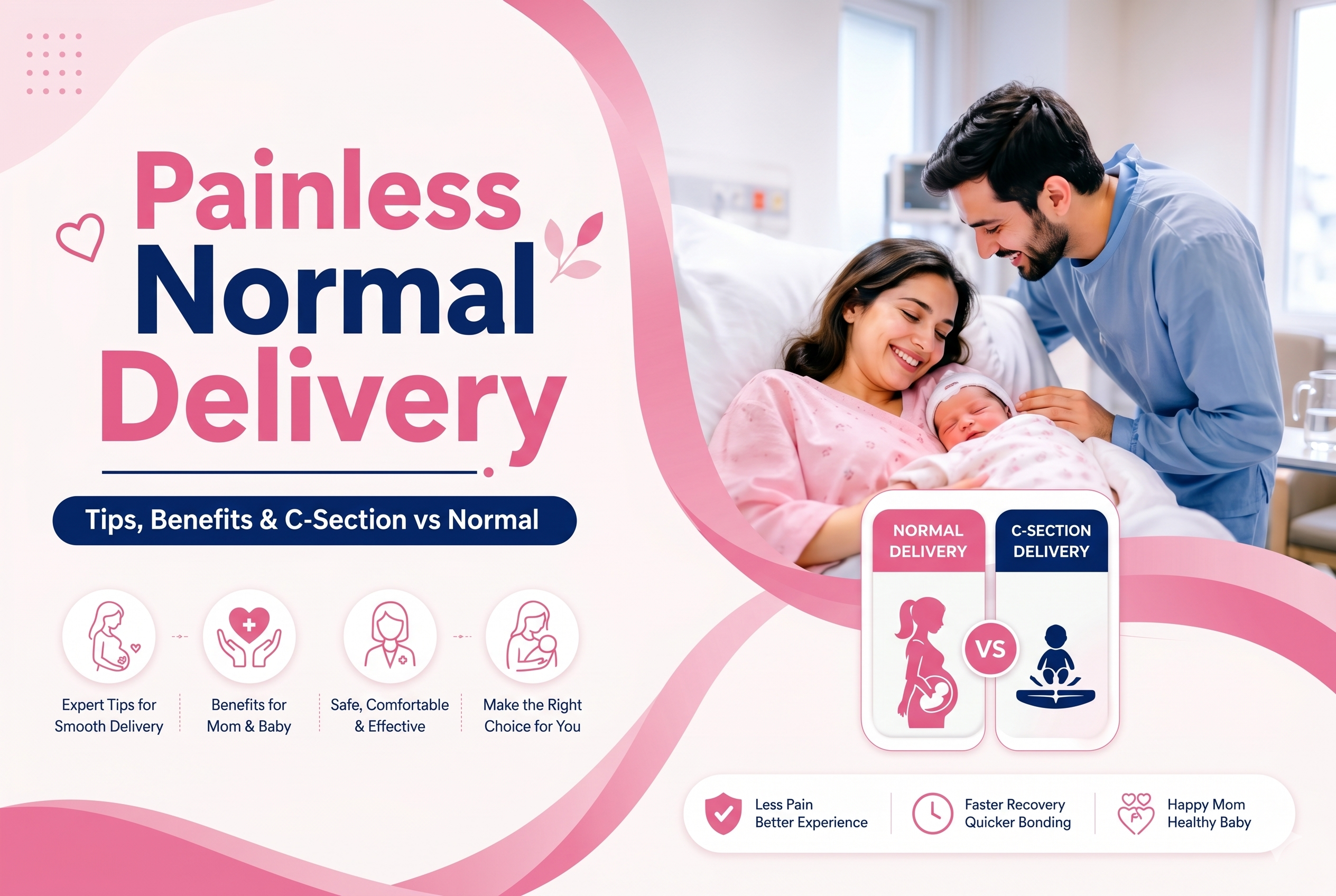 Painless Normal Delivery | Tips, Benefits & C-Section vs Normal